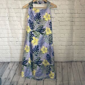 Tommy Bahamas Purple Yellow Floral Sleeveless Midi Dress size 14 NEW w/ Tags